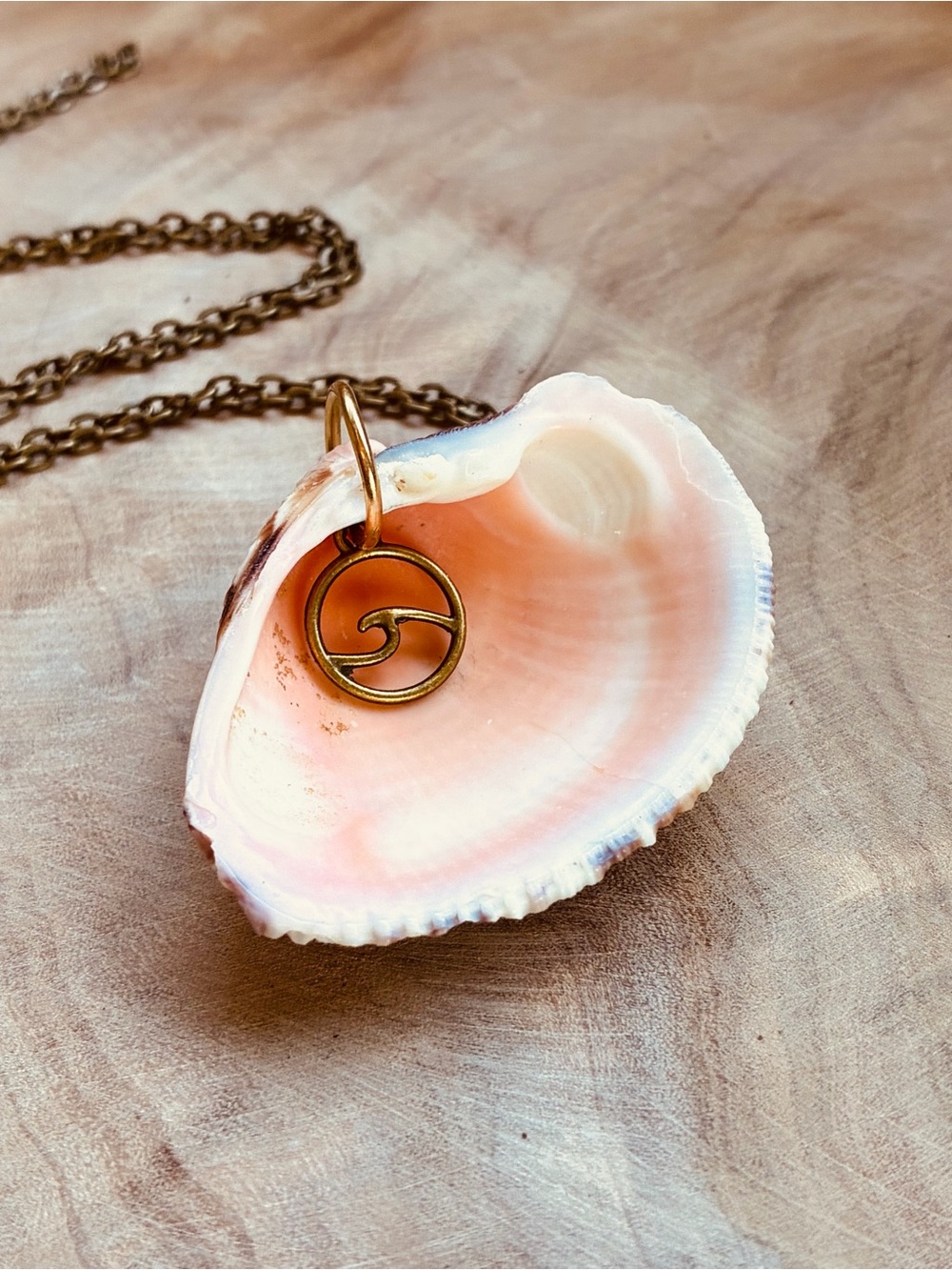 Wildwood NJ Seashell Necklace Real Beach Shell Wave Charm Coastal Jewelry Rare